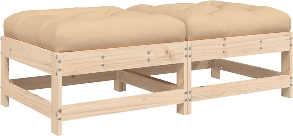 vidaXL 2 db tömör fenyőfa kerti lábzsámoly párnával