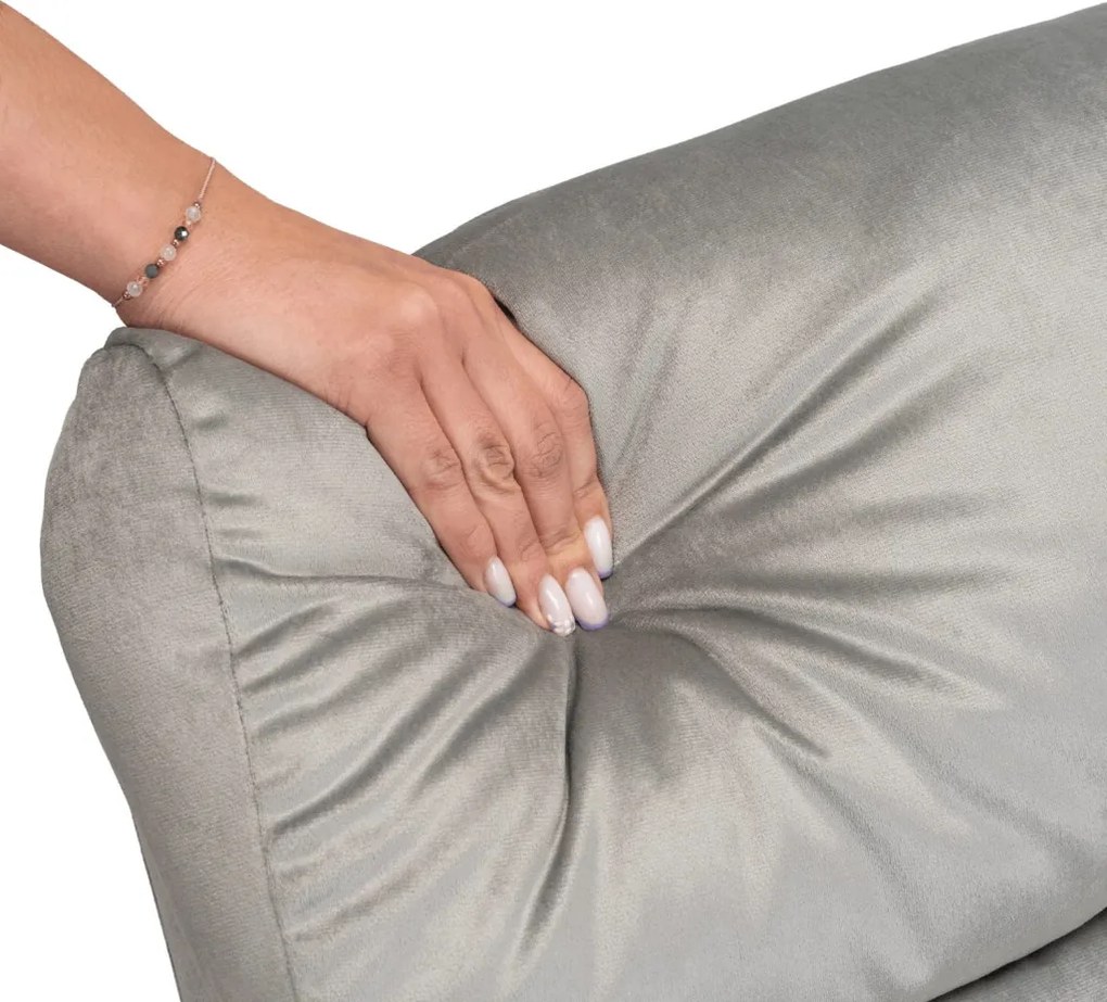 FOTEL COLTON Szary Welurowy z Funkcją Wstawania