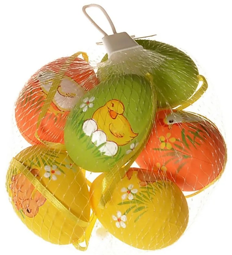 Kültéri függőtojás készlet 6 cm magas, 6 db-os, 6 db csomagban, vegyes színekben.
