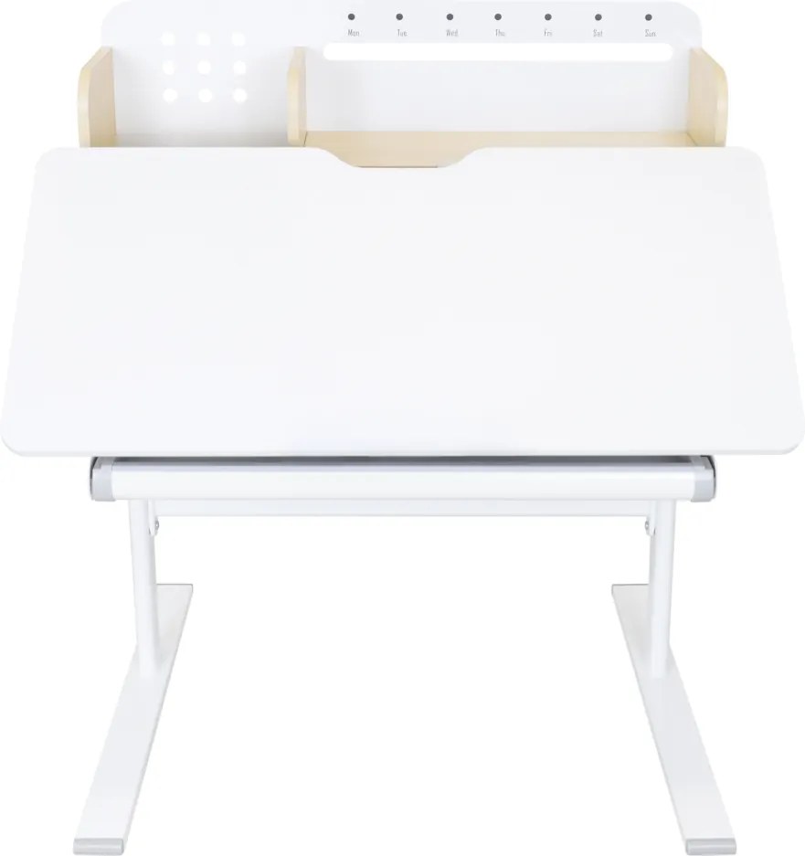 Növekvő íróasztal, természetes/fehér, ADAN