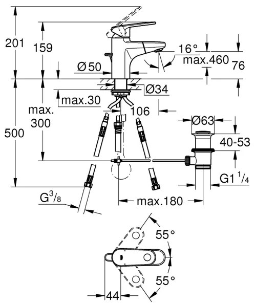 GROHE 33155002 - EUROPLUS mosdócsaptelep DN 15, fényes króm