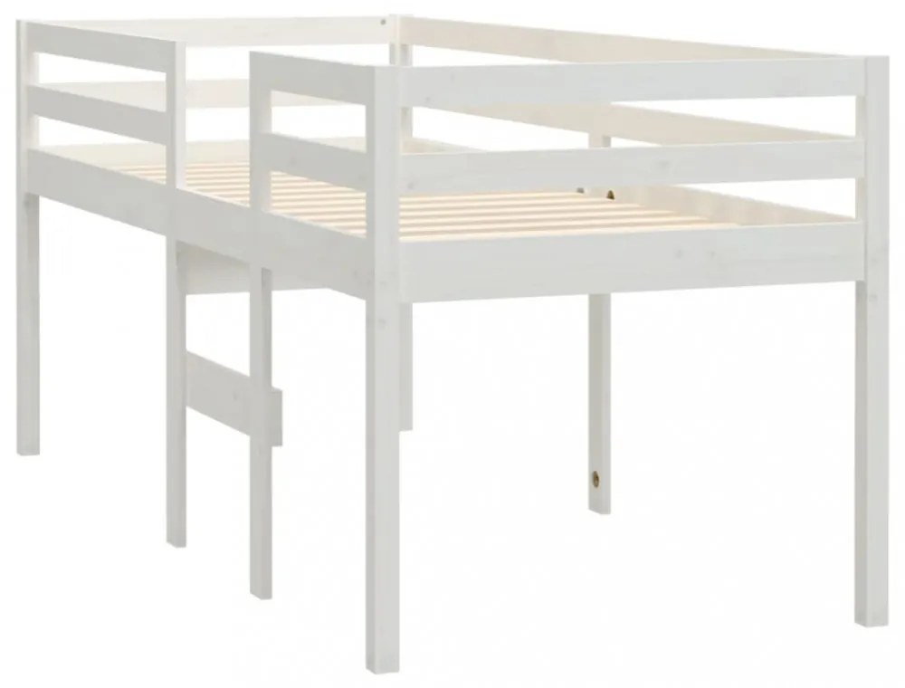 fehér tömör fenyőfa magasított ágy 75x190 cm