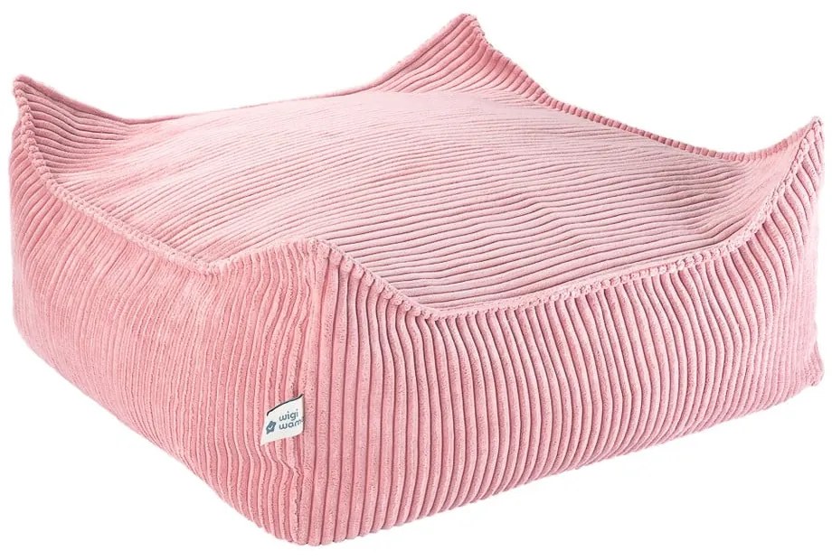 Rózsaszín kordbársony gyerek babzsákfotel Square – Wigiwama