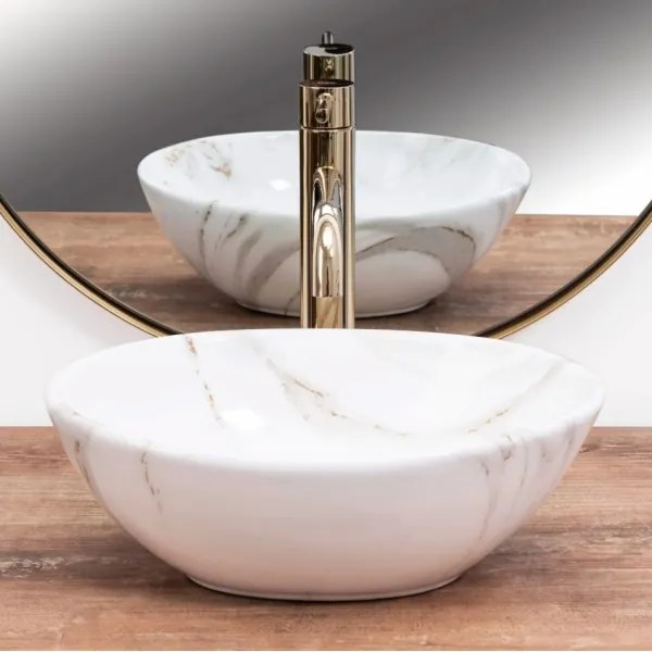 REA-U8014 - SOFIA MINI ráültethető mosdó 27x34 cm kerámia/márvány dekor