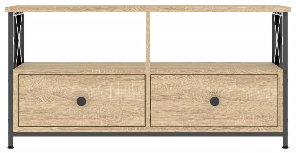 sonoma tölgy színű szerelt fa és vas TV-szekrény 90x33x45 cm