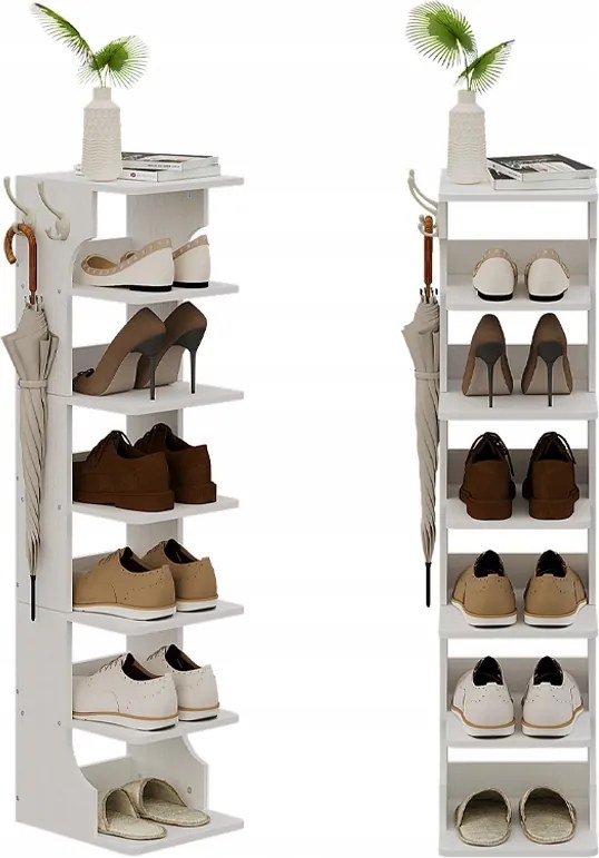 Cipősszekrény Funkcionális Keskeny Fehér Könyvespolc Polc 6 Szint 2 Kampós Loft