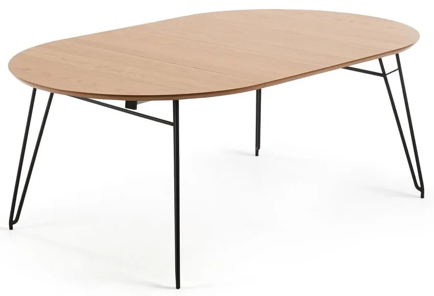 Novaks bővíthető étkezőasztal tölgyfa dekoros asztallappal, ø 120 cm - Kave Home