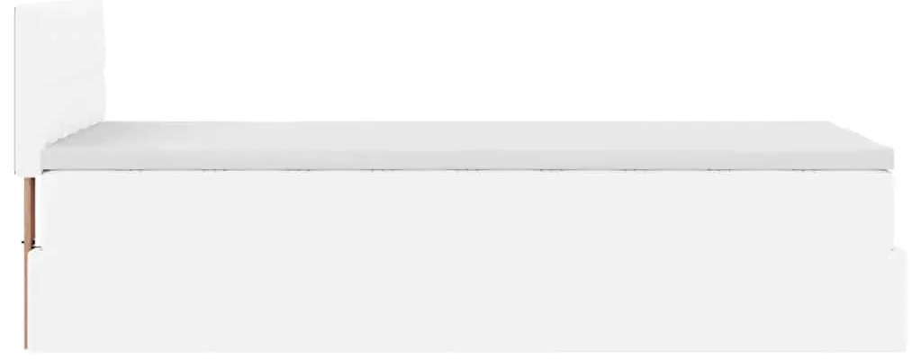 fehér műbőr ottomán ágy matraccal 90x200cm