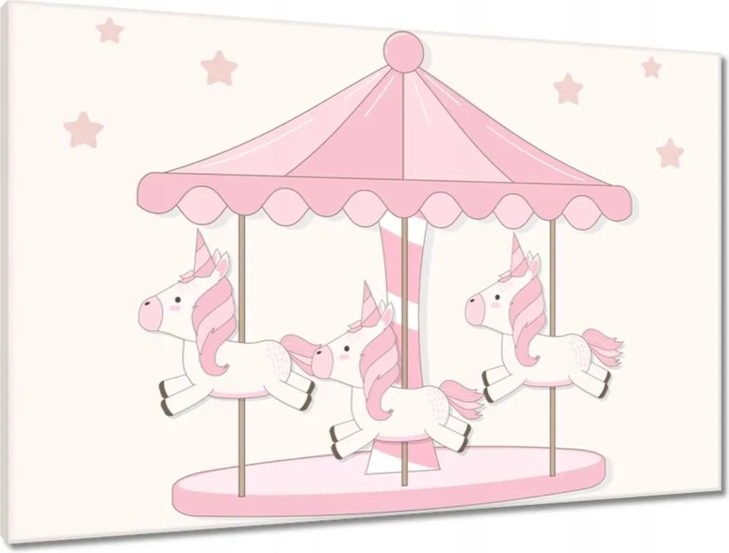 Vászonkép 90x60 Rózsaszín unikornisok a körhintán