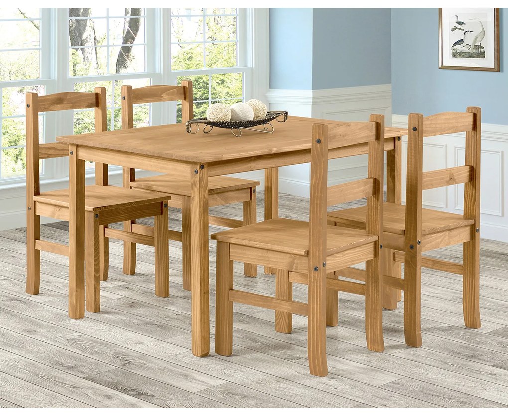 Asztal 100x80 + 4 szék CORONA 2 viasz