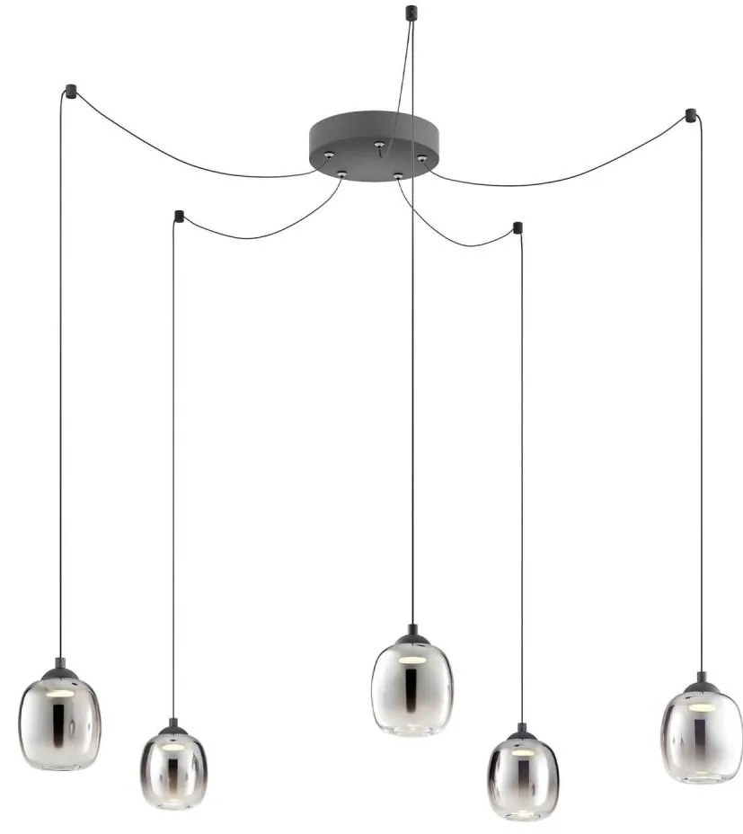 Redo 01-3487 -LED Dimmelhető kábelen függesztett csillár KHADI 5xLED/5,2W/230V fekete/füst