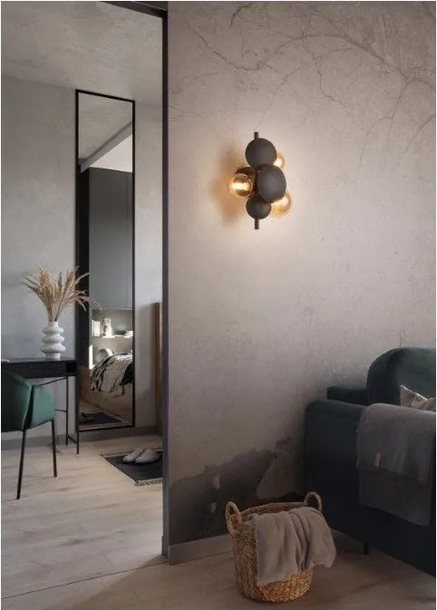 Szürke-aranyszínű fali lámpa Bubble – Trio Select