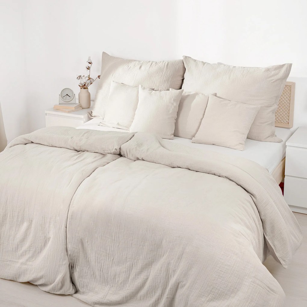 Goldea muszlin ágyneműhuzat – természetes 140 x 200 és 70 x 90 cm