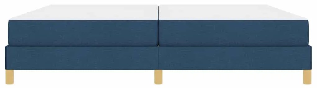 Boxrugós ágy Kék és Barna 200 x 200 cm Textil és mérnöki fa
