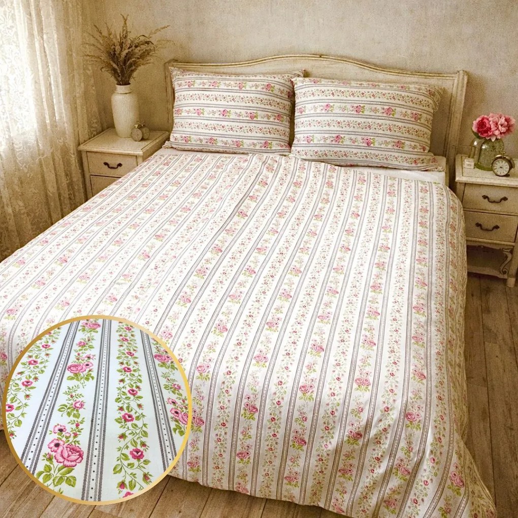 Falu barna pamut ágyneműhuzat TiaHome - 1x Párna 90x70cm, 1x Paplan 140x200cm