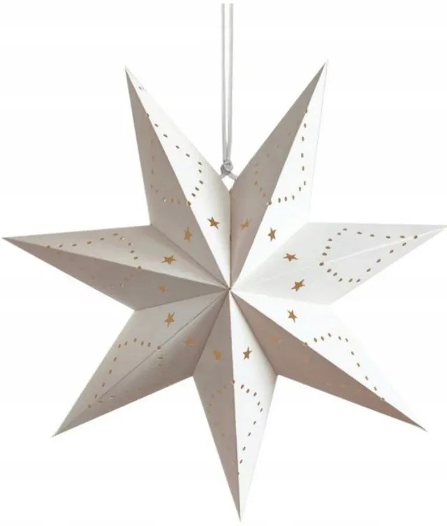 Karácsonyi papír csillag hétszögű STARLET 35 cm, fehér