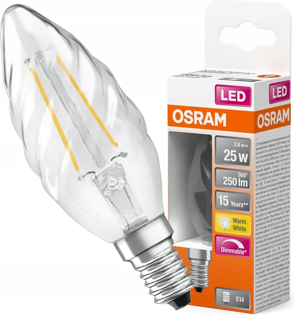 Led izzó BW35 Toboz E14 2.8W 25W 2700K Meleg fényerőszabályozható Filament