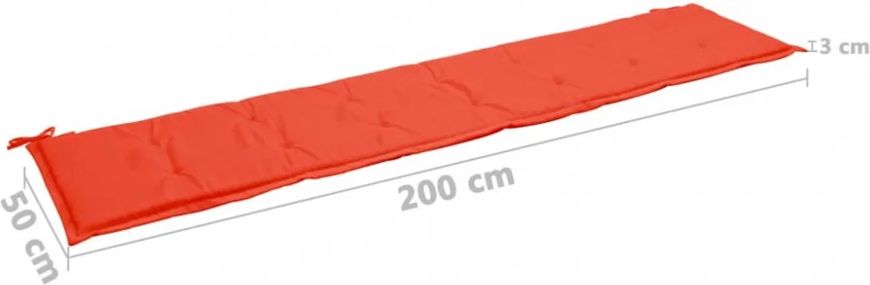 piros oxford szövet kerti padpárna 200x50x4 cm