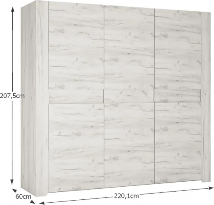 Hálószoba garnitúra, (szekrény, ágy 160x200, 2x éjjeliszekrény), fehér craft, ANGEL