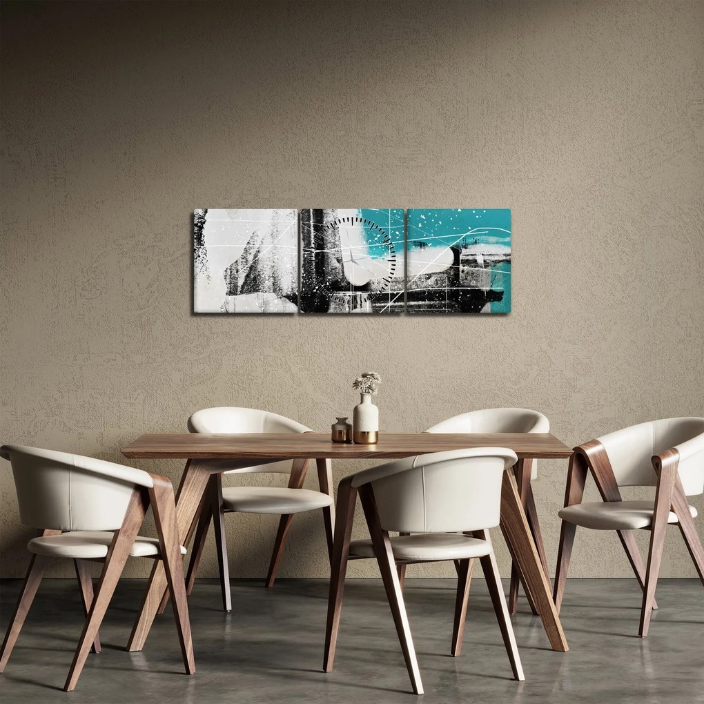 Kép - Türkiz absztrakció (órával) (90x30 cm)