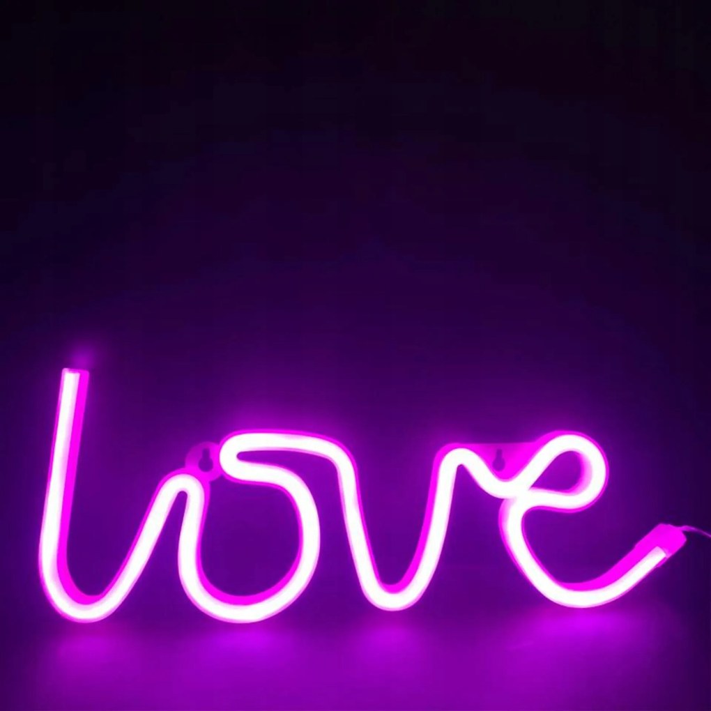 Aca Lighting Love, 118 neon Led lámpa, elemes (3xAA)/USB, rózsaszín,