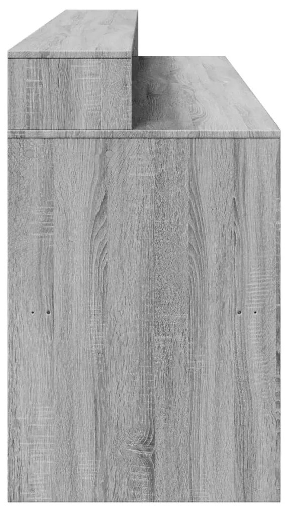 szürke sonoma színű szerelt fa íróasztal LED-ekkel 200x55x91 cm
