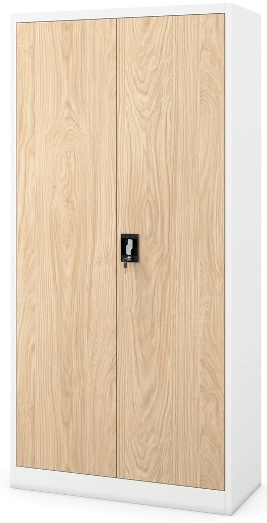 Fém iratszekrény JAN, 900 x 1850 x 400 mm, Eco Design: fehér/ sonoma tölgy