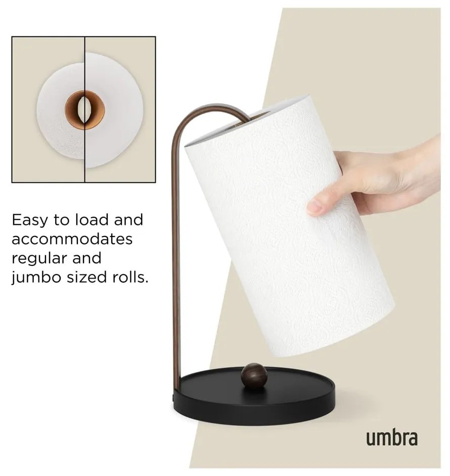 Fekete fa papírtörlő tartó ø 17 cm Bellwood – Umbra