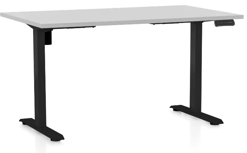 Állítható magasságú asztal OfficeTech B, 140 x 80 cm, fekete alap, világos szürke