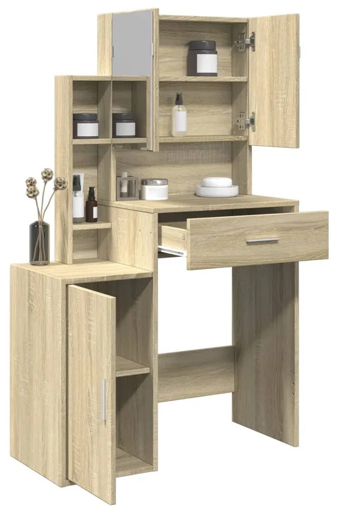 sonoma tölgy színű fésülködőasztal szekrénnyel 80 x 35 x 132 cm