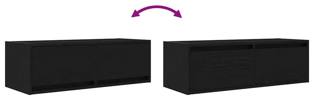 fekete tölgy színű szerelt fa TV-szekrény 80x31x25,5 cm