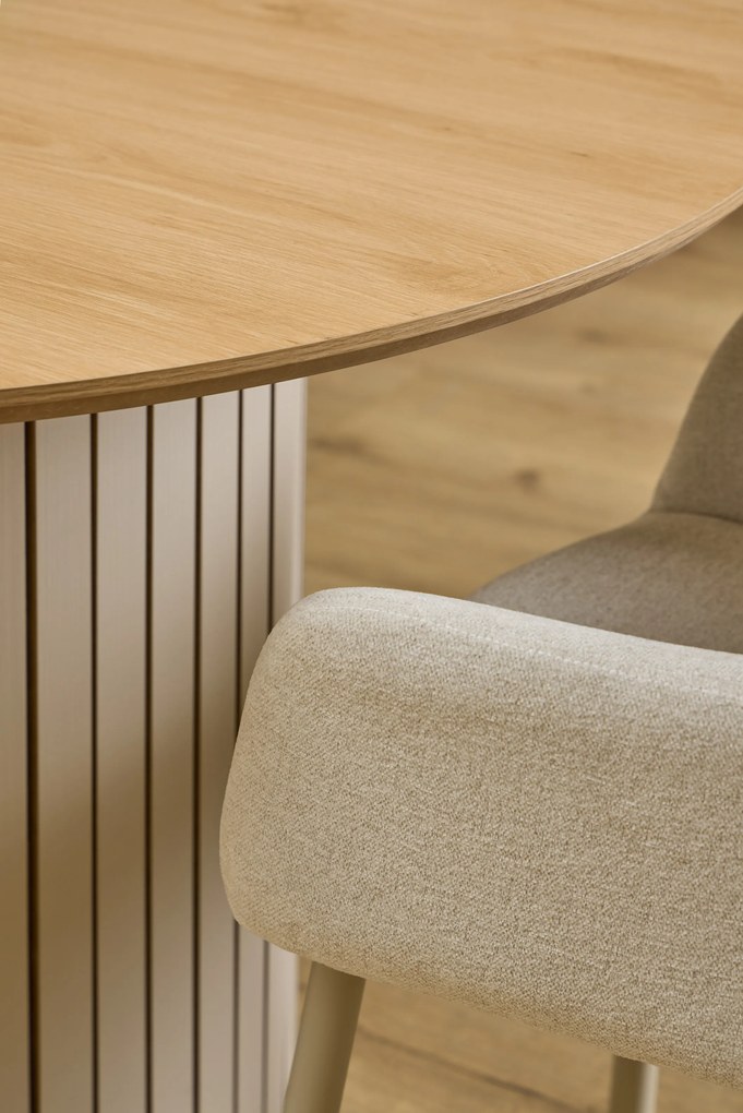 MAZZONI EXPORT VERA Bézs (Apia 453 szövet) / szürke-bézs váz (cashmere) - MODERN KÁRPITOZOTT CHENILLE KAGYLÓSZÉK STÍLUSÚ NAPPALIBA/ÉTKEZŐBE