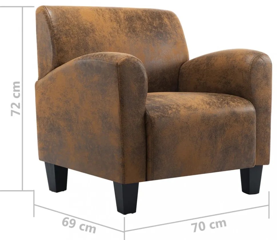 barna műbőr kanapéfotel 70 x 69 x 72 cm