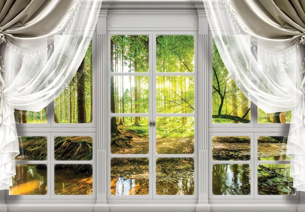 Fotótapéta - Kilátás az erdő ablakára (254x184 cm)