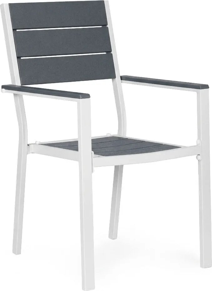 Kerti szék, MultiGarden YC-051KD-4-5, fehér/sötétszürke, 54,5 x 52 x 89 cm, acél keret, HDPE ülő- és háttámla, 150 kg teherbírás, 2 db-os szett