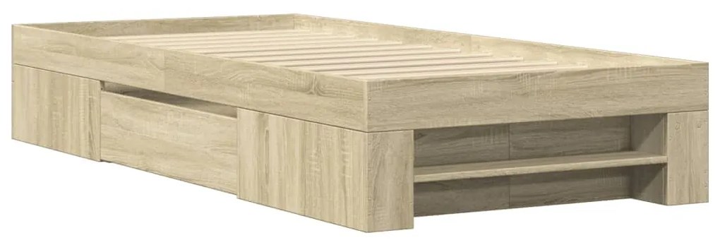 sonoma tölgy színű szerelt fa ágykeret matrac nélkül 90x200 cm