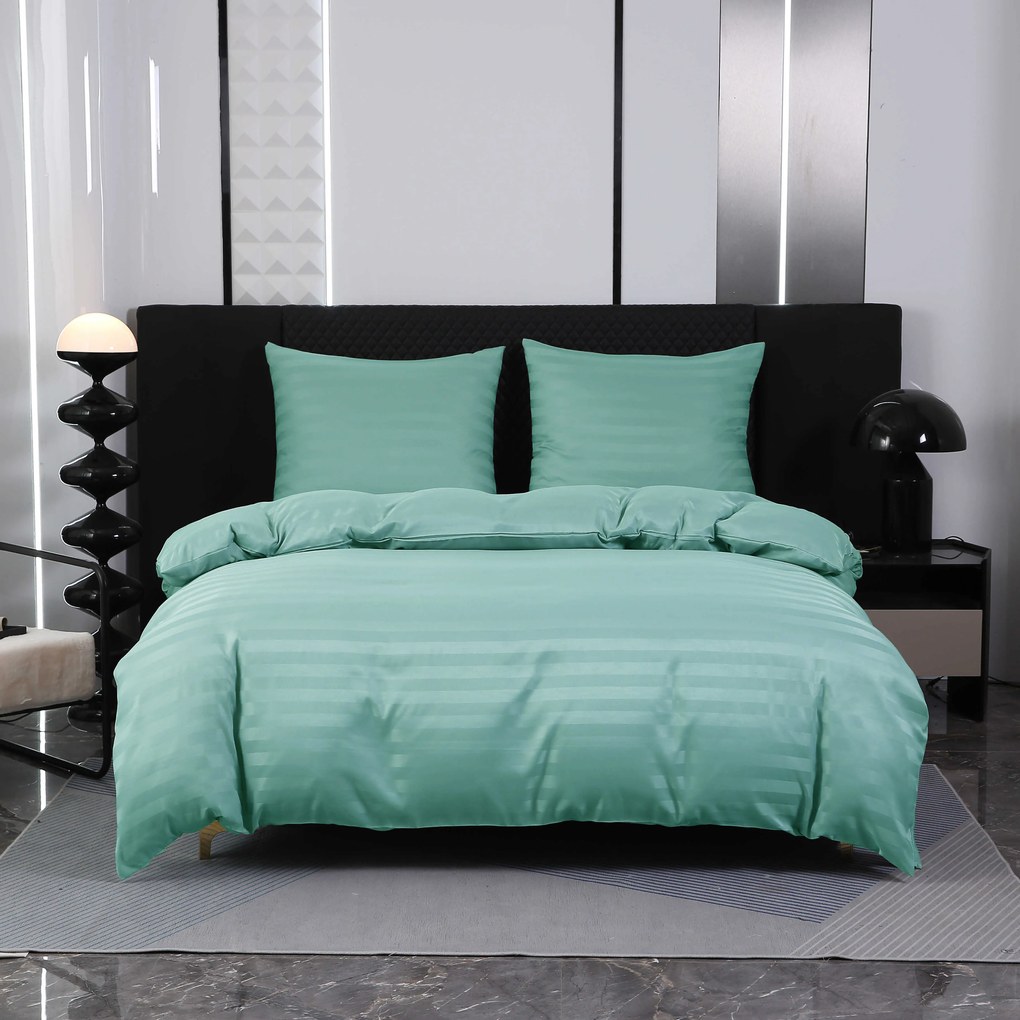 Hotel ágynemű mikroszálas JASMINE mentol - 2 cm-es csík, hotelszélű kialakítás Ágyneműhuzat mérete: 2 db 70 x 90 cm | 200 x 220 cm