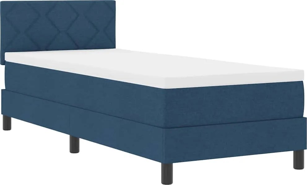 vidaXL Boxrugós ágy matracmal leddel Kék 80 x 200 cm szövet