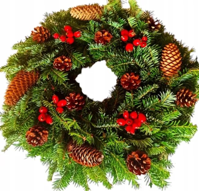 Karácsonyfadísz, koszorú, élő tobozokkal, sírra, karácsonyra 40cm [BN-G16]