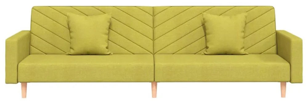 vidaXL 2 személyes zöld szövet kanapéágy két párnával