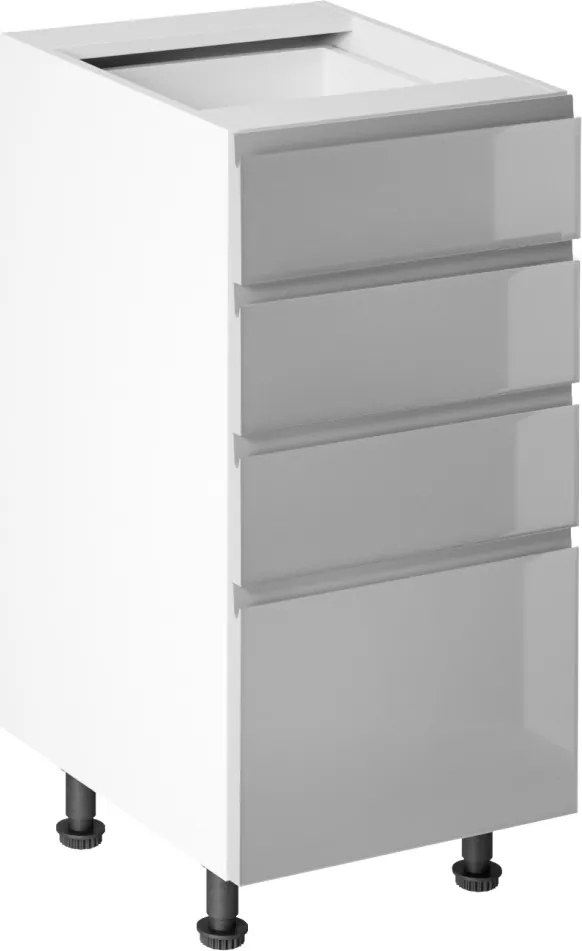 Alsószekrény, fehér/szürke extra magasfényű HG, AURORA D40S4