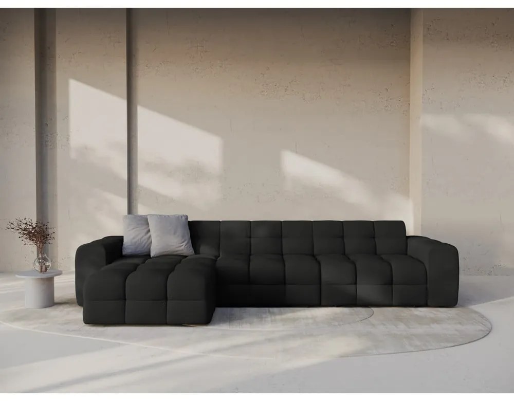 Fekete sarokkanapé (bal oldali-heverő résszel) Kendal – Micadoni