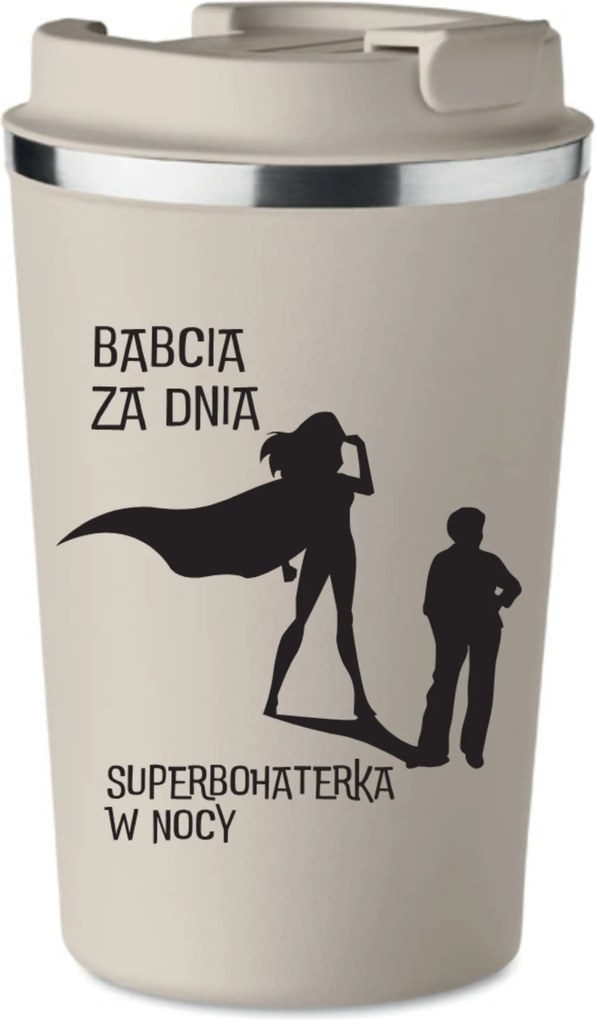 Prémium termo bögre bézs Nagymama Szuperhős Ajándék KT_259