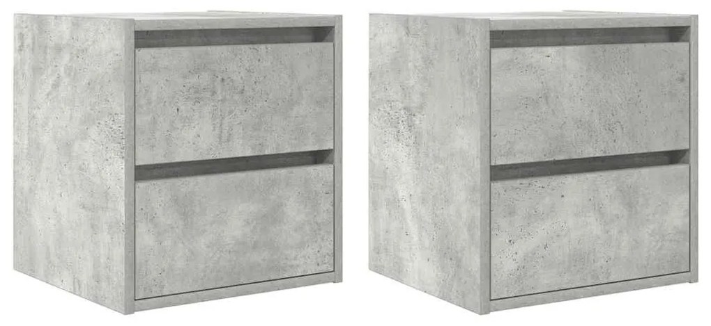 2 db betonszürke falra szerelhető éjjeliszekrény 38x34x40 cm
