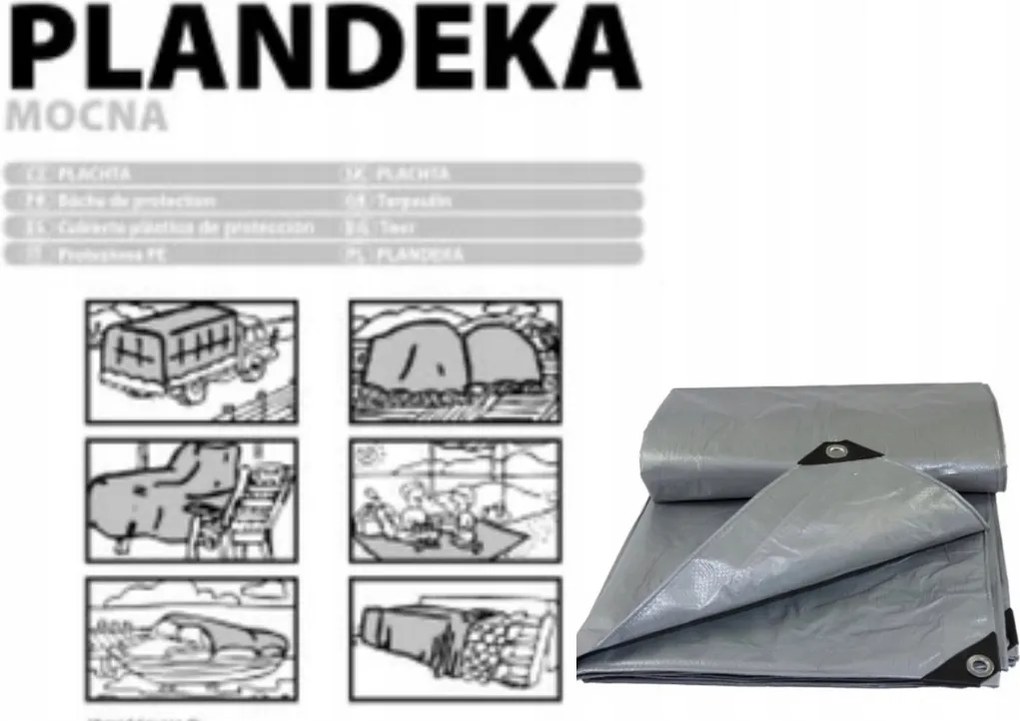 Erősített Ponyva Szürke 4 X 6M 120g/m2