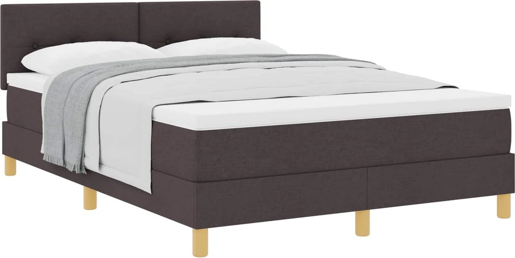 vidaXL Boxrugós ágy matracmal Sötét Barna 140 x 190 cm szövet