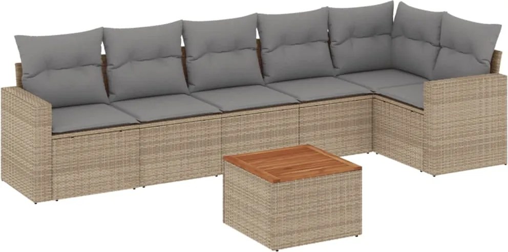 vidaXL 7 részes vegyes bézs polyrattan kerti ülőgarnitúra párnákkal