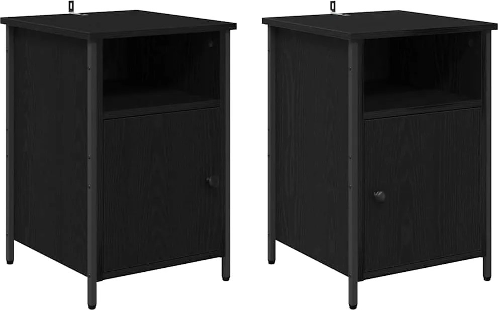 vidaXL Éjjeliszekrény 2 pcs Fekete tölgy 40 x 42 x 60 cm Faanyag