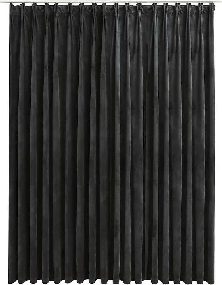 vidaXL antracitszürke bársony sötétítőfüggöny kampókkal 290 x 245 cm