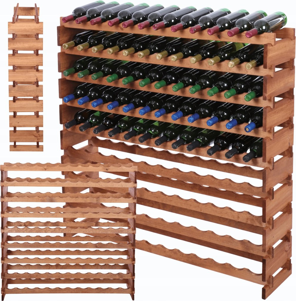 Könyvespolc 108 palackhoz 9x12-es moduláris bortartó állvány építőkockák összecsukható